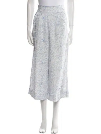 Pre-owned Agua Bendita Linen Wide Leg Pants In Blue