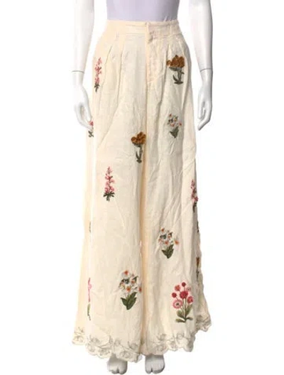 Pre-owned Agua Bendita Linen Wide Leg Pants In Neutrals