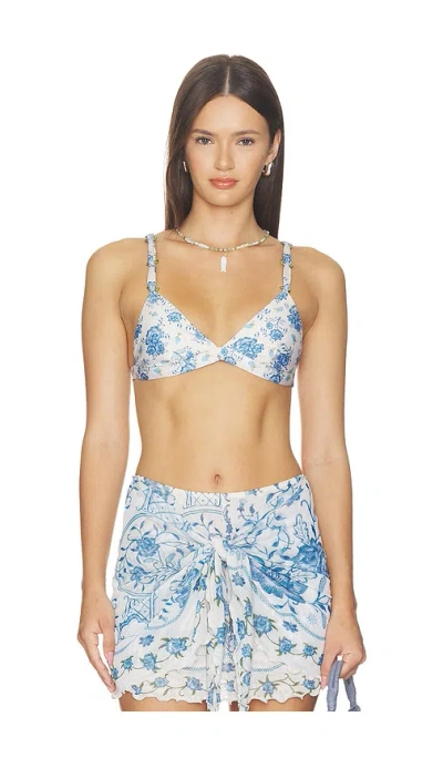 Agua Bendita Lisa Bikini Top In Blue