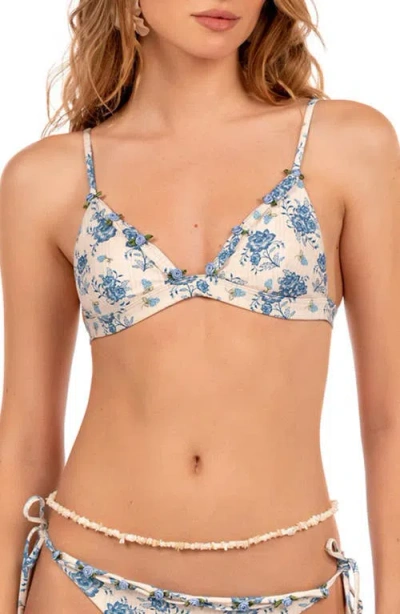 Agua Bendita Lisa Rose Detail Triangle Bikini Top In Multi