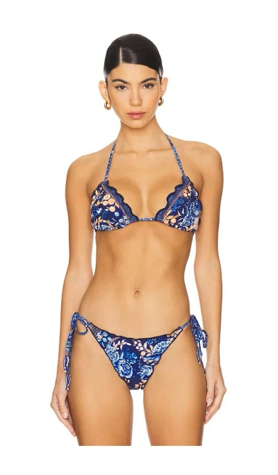 Agua Bendita Lolita Azure Bikini Top In Multicolor