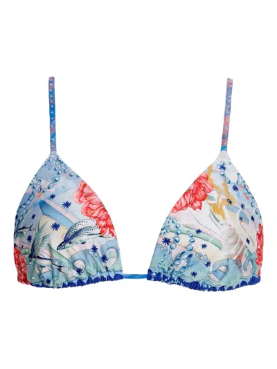 Agua Bendita Lolita Crystal-embellished Bikini Top In Multi