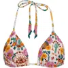 Agua Bendita Lolita Nopal Hand Embroidered Triangle Bikini Top In Ivory