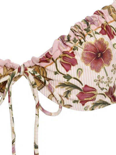 Agua Bendita Lupita Ruffled Floral-print Bikini Top In Multi