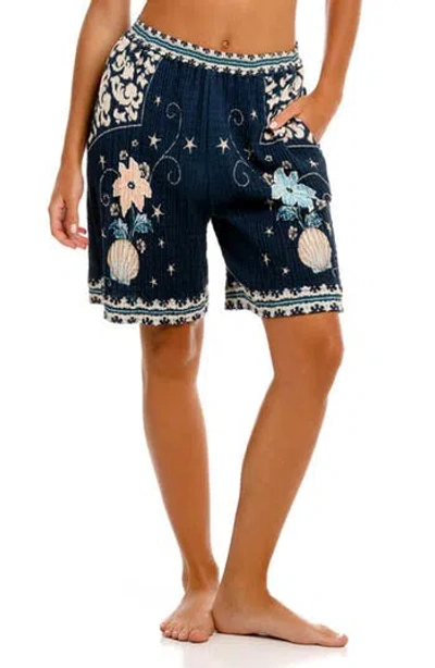 Agua Bendita Malaga Sereia Floral Cover-up Shorts In Animal Print