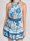 Agua Bendita Maona Halter Tie Mini Dress In Blue In Blue