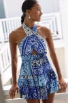 Agua Bendita Maona Printed Halter Ruffle Mini Dress