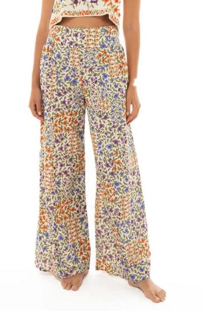 Agua Bendita Mar Seed Print Wide Leg Cover-up Pants In Ivory Multicolor