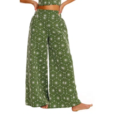 Agua Bendita Mar Vessel Embroidered Wide Leg Cover-up Pants In White Multicolor