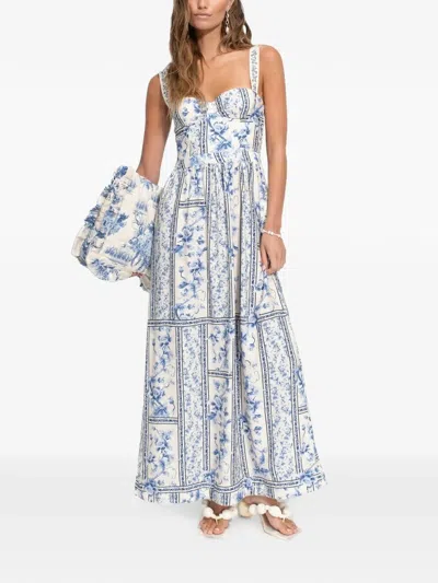 Agua Bendita Marcia Ivy Embroidered Maxi Dress Multicolor In Blue