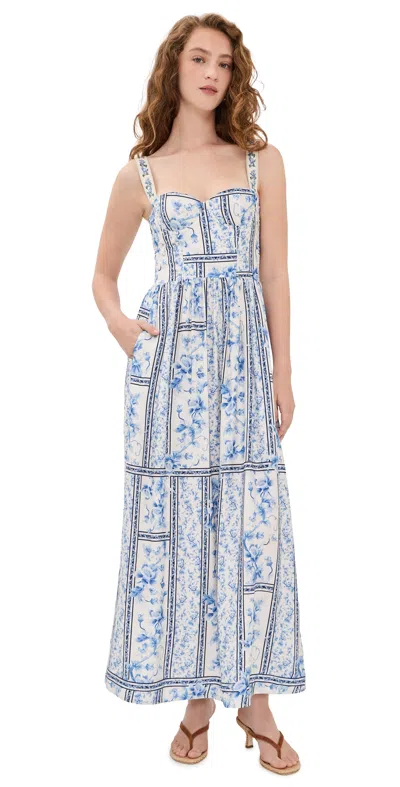Agua Bendita Marcia Ivy Embroidered Maxi Dress Multicolor In Blue