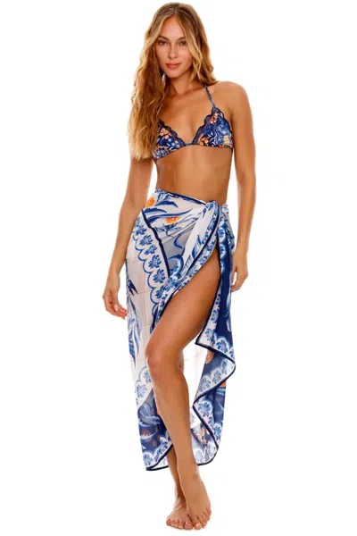 Agua Bendita Marine Azure Pareo In Blue