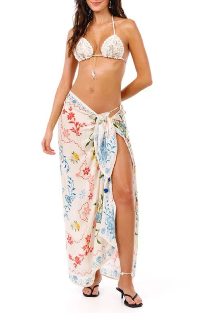 Agua Bendita Marine Bleu Floral Pareo Cover-up In Multi
