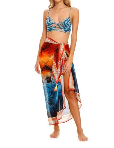 Agua Bendita Marine Shaka Sarong Cover Up In Red In Multi
