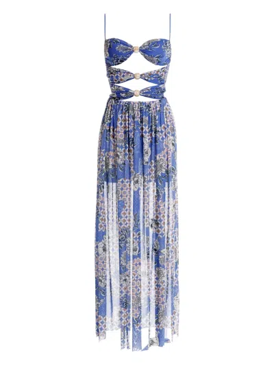 Agua Bendita Meeg Quilt Maxi Dress In Blue