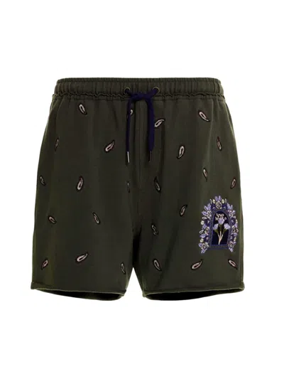 Agua Bendita Men's Returning To The Roots Cece Cipres Embroidered Shorts In Multicolor