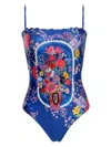 Agua Bendita Miller Vessel Embroidered One-piece Swimsuit In Blue