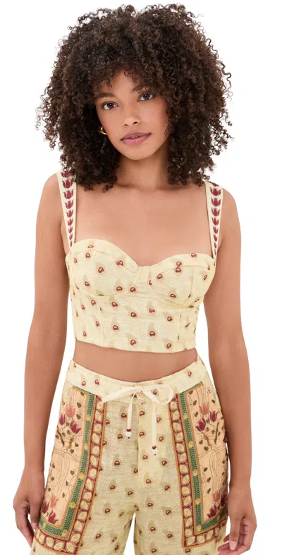 Agua Bendita Nader Lupe Plume Crop Top Multicolor In Yellow