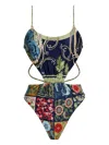 Agua Bendita Nadine Harvest One Piece Swimsuit In Multicolor In Blue
