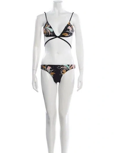 Pre-owned Agua Bendita Paisley Print Embroidered Accent Bikini W/ Tags In White