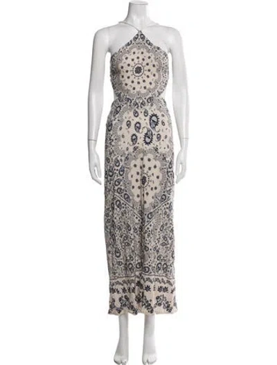 Pre-owned Agua Bendita Paisley Print Long Dress In Neutrals