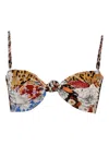 Agua Bendita Patchwork Knot-front Bikini Top In Multi