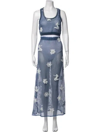 Pre-owned Agua Bendita Patterned Skirt Set In Blue