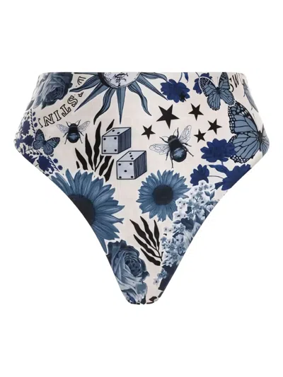 Agua Bendita Penelope Embellished Bottoms In Blue