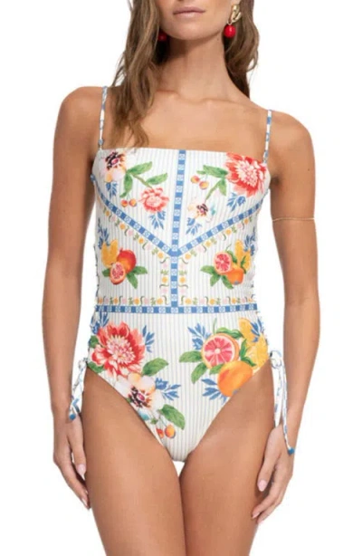 Agua Bendita Posh Basket Lace-up Side One-piece Swimsuit In Multi