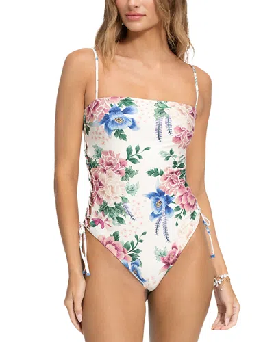 Agua Bendita Posh Ivy Lace Up Swimsuit In Multi