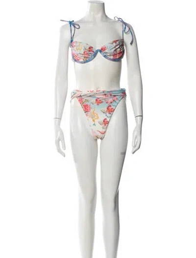 Pre-owned Agua Bendita Printed Bikini W/ Tags In White