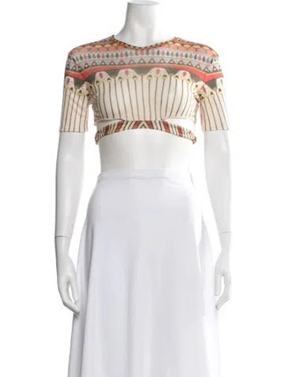 Pre-owned Agua Bendita Printed Crew Neck Crop Top In Multi
