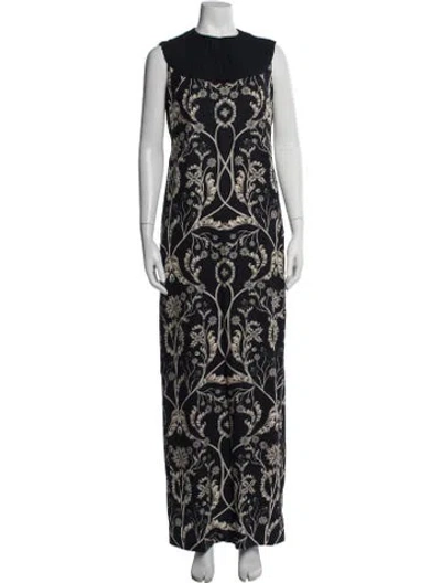 Pre-owned Agua Bendita Printed Long Dress In Blue
