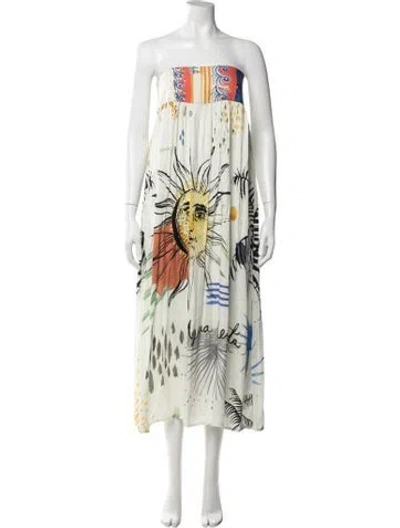 Pre-owned Agua Bendita Printed Long Dress In Multicolor