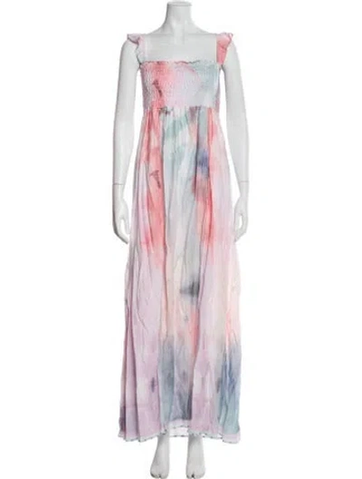Pre-owned Agua Bendita Printed Long Dress In Pink