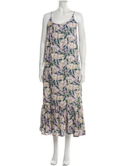 Pre-owned Agua Bendita Printed Long Dress In Purple