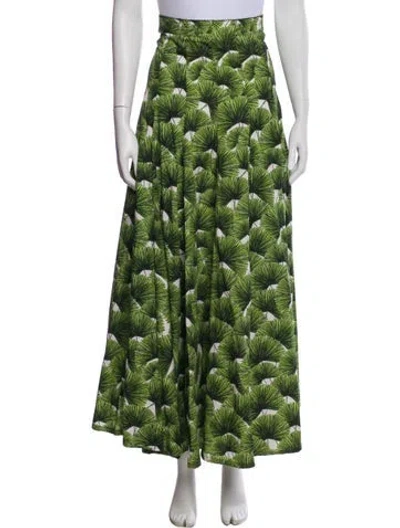 Pre-owned Agua Bendita Printed Long Skirt In Green