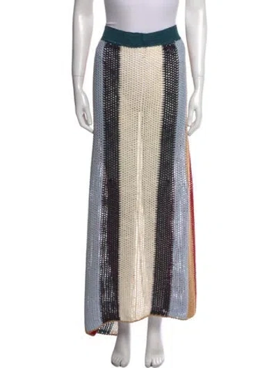 Pre-owned Agua Bendita Printed Long Skirt In Neutral