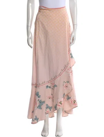 Pre-owned Agua Bendita Printed Long Skirt In Pink