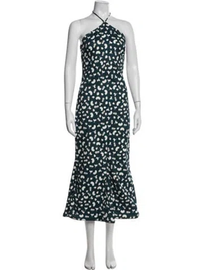 Pre-owned Agua Bendita Printed Midi Length Dress In Blue