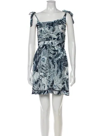 Pre-owned Agua Bendita Printed Mini Dress In Blue
