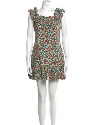 Pre-owned Agua Bendita Printed Mini Dress In Blue
