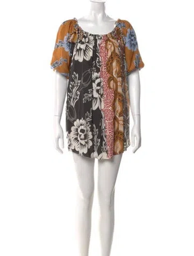 Pre-owned Agua Bendita Printed Mini Dress In Blue