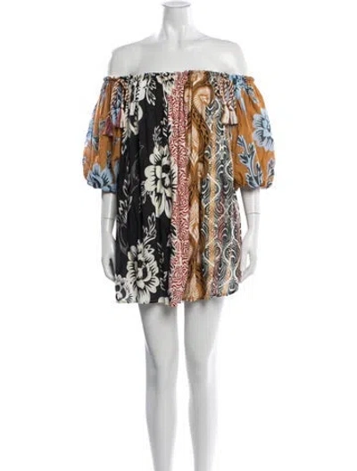 Pre-owned Agua Bendita Printed Mini Dress In Blue