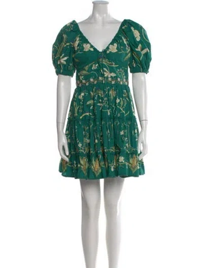 Pre-owned Agua Bendita Printed Mini Dress In Green