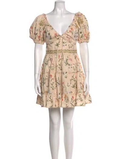 Pre-owned Agua Bendita Printed Mini Dress In Neutral