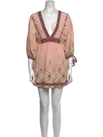 Pre-owned Agua Bendita Printed Mini Dress In Pink