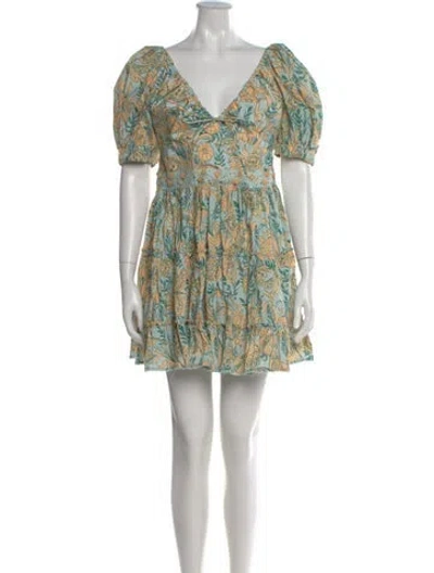 Pre-owned Agua Bendita Printed Mini Dress W/ Tags In Blue