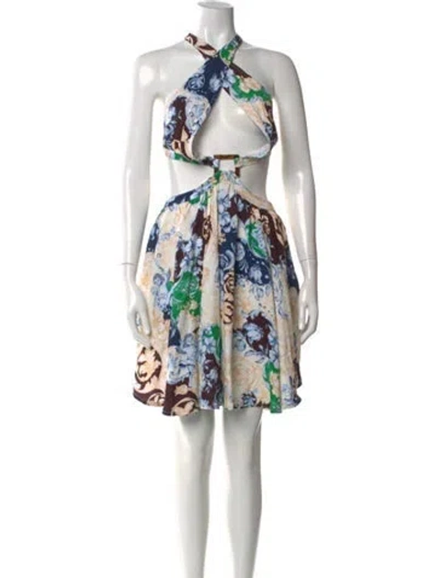Pre-owned Agua Bendita Printed Mini Dress W/ Tags In Neutral
