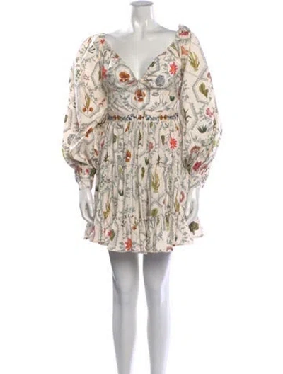 Pre-owned Agua Bendita Printed Mini Dress W/ Tags In Neutrals